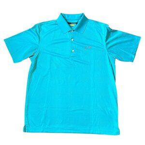 Men's Teal Blue Greg Norman Moisture-Wicking Classic Pique Shark Polo Shirt M/M